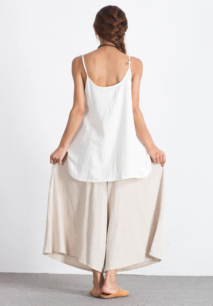 Oversize Women's Linen Cotton Comfort Pure Color Pants A117