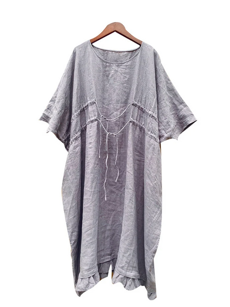 Loose Linen dress  Cotton Maxi dress with pockets Oversized Linen dress  F38