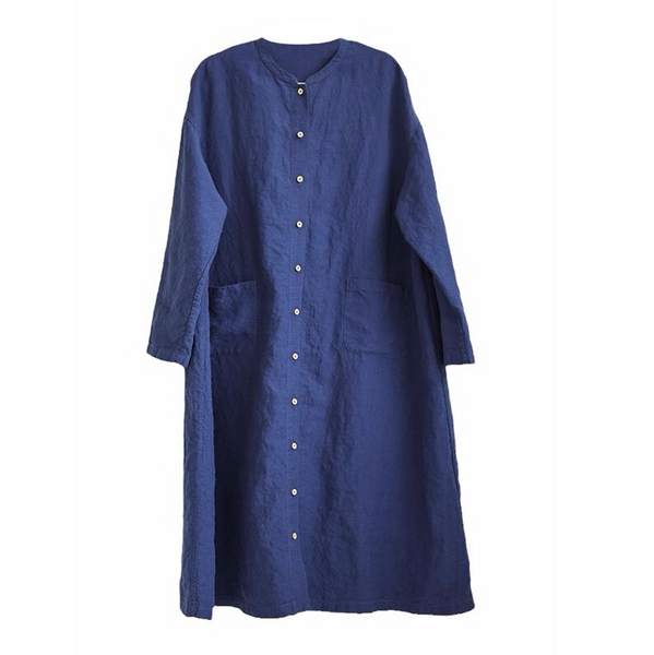 Women linen dress Vintage dress  Midi dress with pockets Linen dress A511