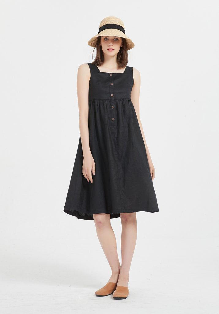Women 100% linen Sleeveless Summer oversize midi dresses X09
