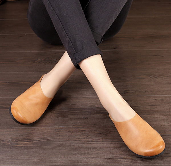 Handmade Leather Slippers Soft Half-totem Women's Flat-bottomed Retro Shoes Sandals S5