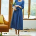 Midi linen dress, Washed Linen Dress, 100% Linen,Short sleeves dress, Linen caftan, Linen Dress for Women, Plus Size Linen Clothing F243