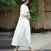 Linen Midi Dress Half Sleeves Dress Loose causal dress linen dress for women linen long dress Soft White dress Plus size Clothing A252