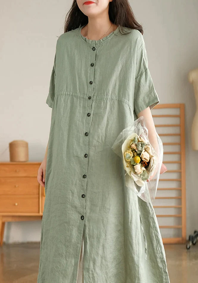 Linen Dresses with pockets women Midi summer dress 100% linen Plus