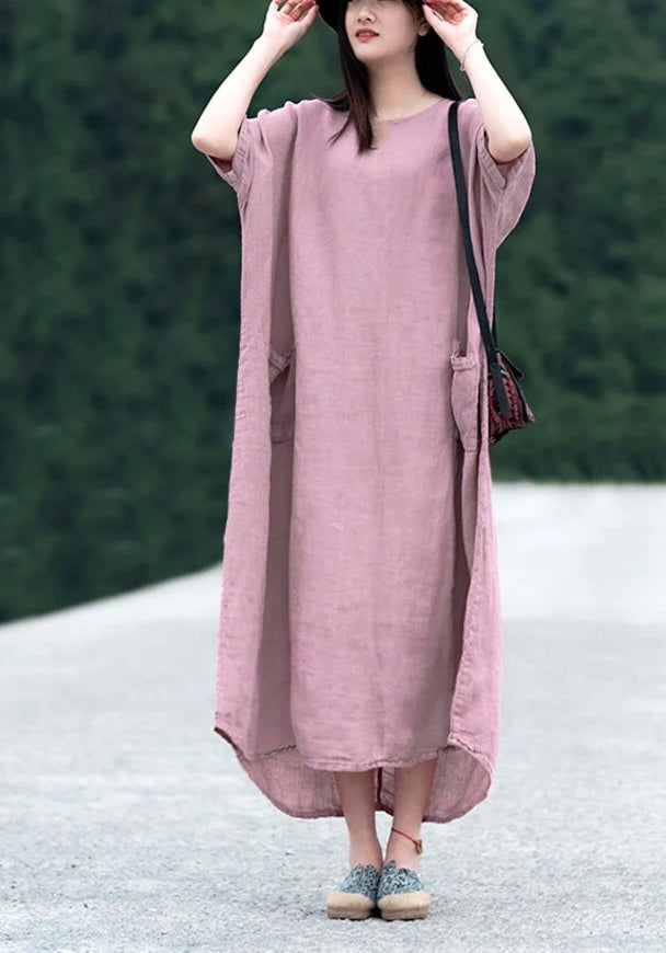 Women's linen cotton dress plus size dress Casual loose dress