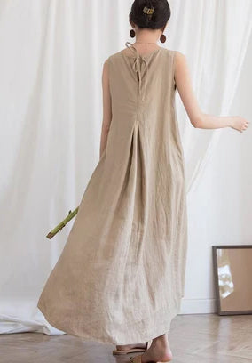 Sleeveless linen dresses, linen maxi dress,oversized dress boho soft casual summer fall dress plus size clothing N168