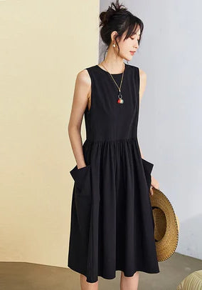 Women's linen sleeveless dress oversized clothing plus size dress summer dress N236