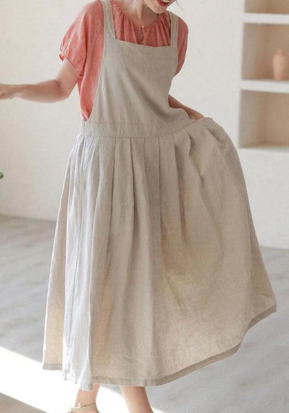linen dress, Wide strap slip dress long pinafore Plus size Clothing F21