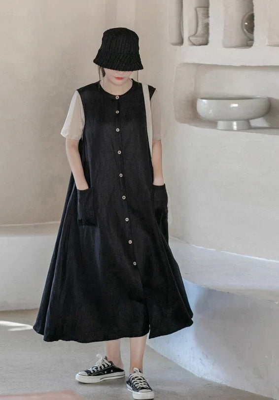 Summer Maxi Dress, Linen Dress for Women, Linen Dress With Pockets