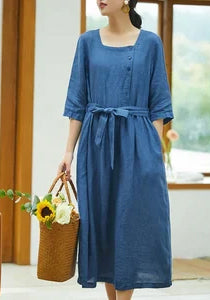 Midi linen dress, Washed Linen Dress, 100% Linen,Short sleeves dress, Linen caftan, Linen Dress for Women, Plus Size Linen Clothing F243