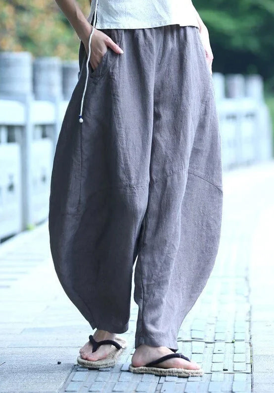 BOSS - Pleat-front trousers in pure linen with drawcord