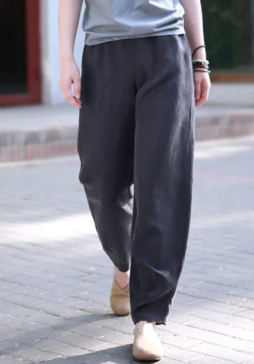Linen pants for women wide leg Elastic waist trousers oversized soft l –  OversizeDress
