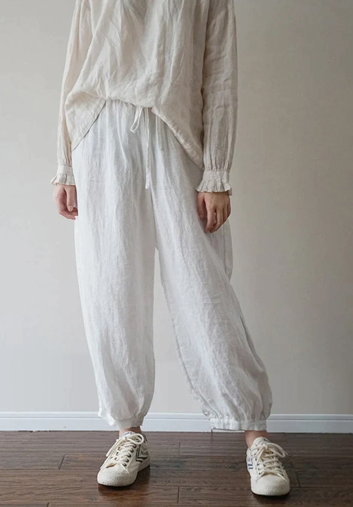 cotton wide leg pants with pockets Beige colour | 4x4 woman