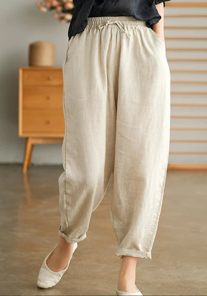 100% Linen pants women maxi pants wide leg pants loose casual long