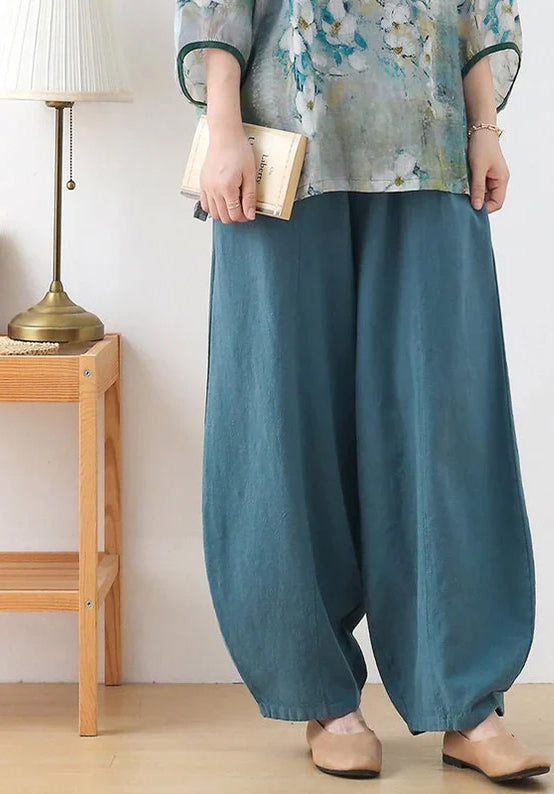 Women linen pants oversized wide leg pants full length harem pants loo –  OversizeDress