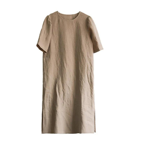 Women's linen dresses  linen clothing loose casual F28