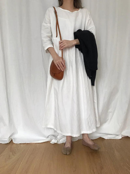 Linen maxi dress handmade custom clothing plus size dress F276