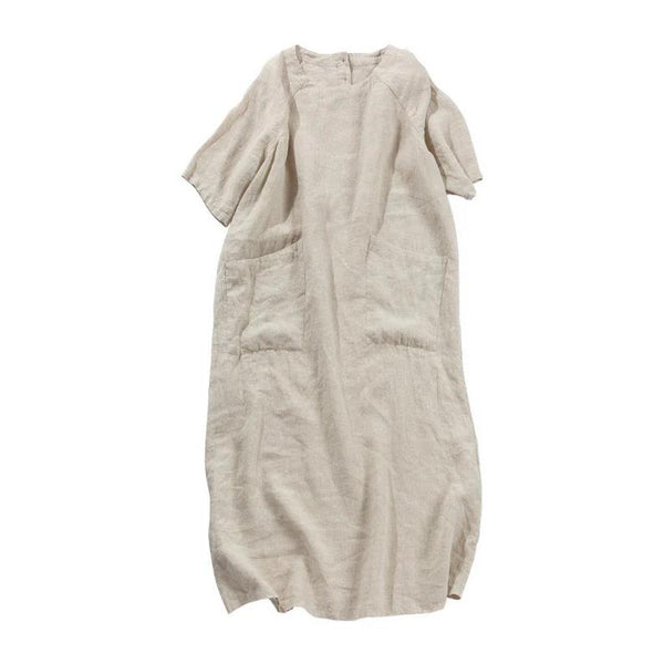 Linen dress short sleeve clothing handmade dress linen clothing F26