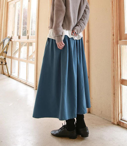 Women’s skirts vintage linen clothing custom skirt with pockets midi skirts A-line skirt loose pleated skirts for women plus size skirt B185