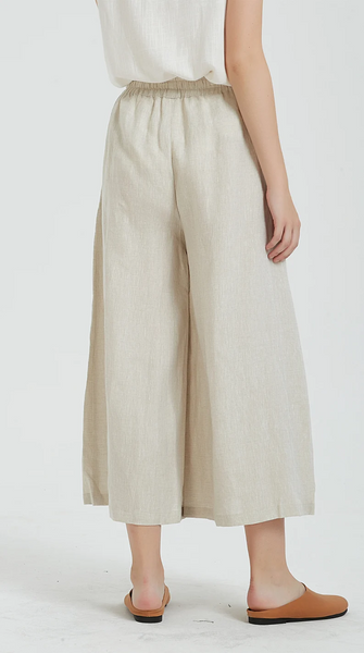 Women's linen long pants, linen skirt pants, wide leg pants, plus size pants, loose casual trousers, spring custom hand made pants A117-2