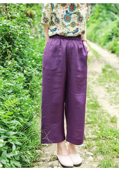 Linen pants for women wide leg long pants linen trousers plus size pants soft loose casual maxi trousers fall customized flax pants N05-5