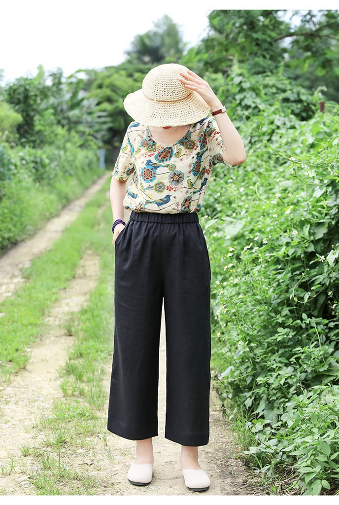 Linen pants for women wide leg long pants linen trousers plus size