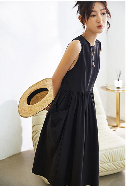 Women's linen sleeveless dress oversized clothing plus size dress summer dress N236