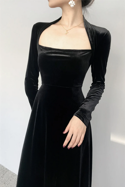 custom made Velvet Long Tunic Dress Long Sleeve dress Party dress Formal dress R65