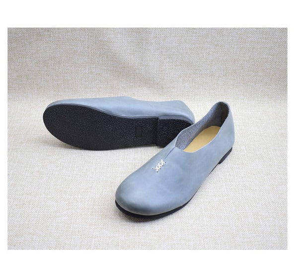 Round leather handmade women's shoes S42