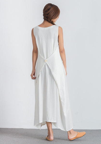 Large size custom made Linen Cotton dress A112