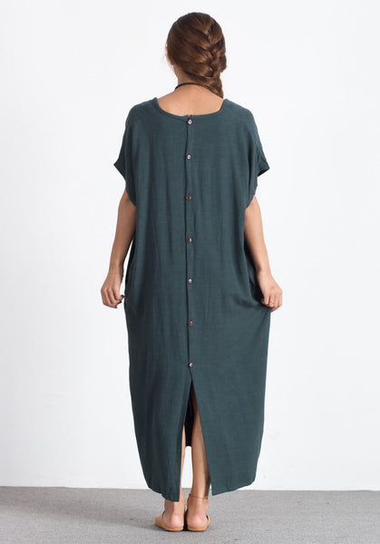 Oversize Linen Cotton Loose maxi large size custom made dress A89