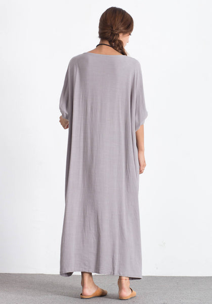 Plus size Custom_made Linen Cotton maxi dress A69