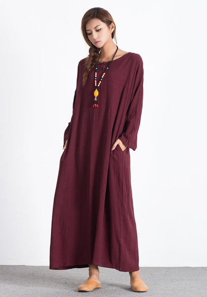 Linen Cotton Kaftan plus size Custom-made maxi dress A44