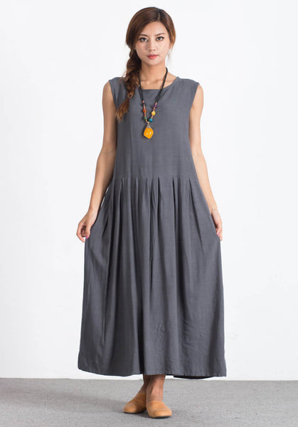 Oversize Linen Cotton plus size custom made dress maxi skirt A71