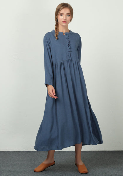 Oversize Linen Cotton caftan plus size custom made dress B63