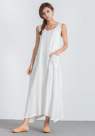 Large size custom made Linen Cotton dress A112