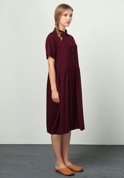 Linen Cotton maxi Large size custom made dress B47
