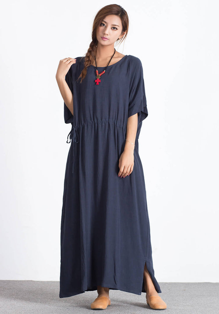 Oversize linen Cotton caftan Custom made Dress A31