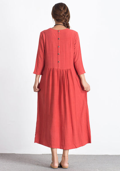 Oversize Linen Cotton plus size Custom made dress A49