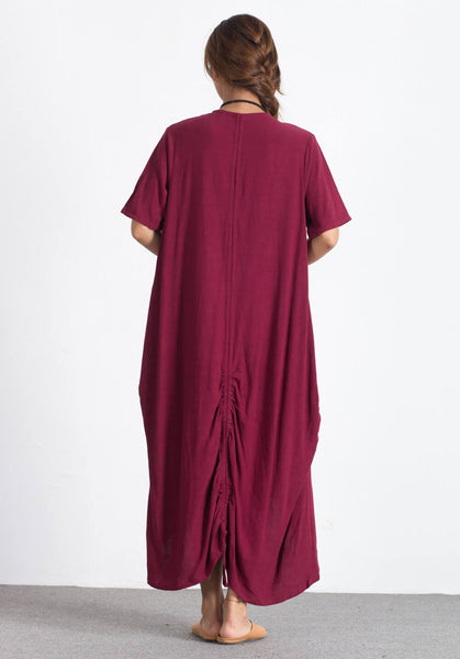 Oversize Linen Cotton maxi custom made bridesmaid dress A58