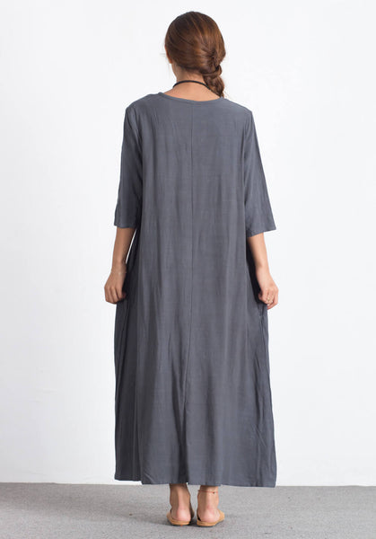 Oversize Linen Cotton Loose maxi skirt custom made dress A70