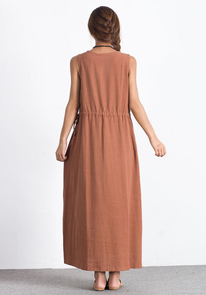 Custom made Linen Cotton Oversize dress A34