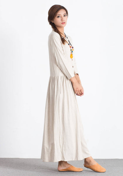 Oversize Linen Cotton large size Custom made dress A116