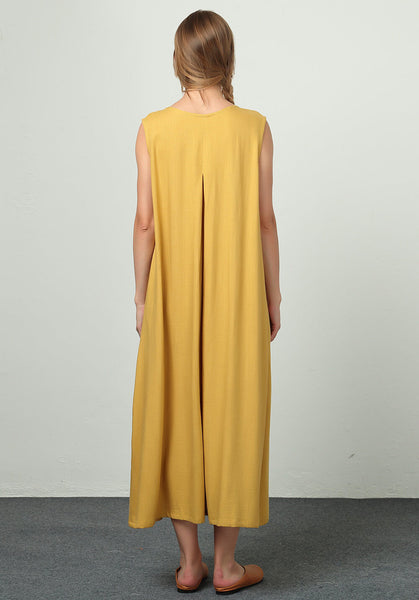 Oversize Linen Cotton Sleeveless custom Dress B27