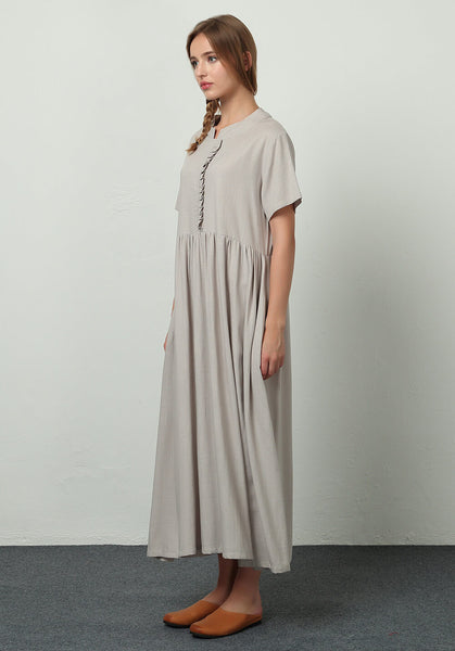 Oversize Linen Cotton Plus size Custom made dress B63b
