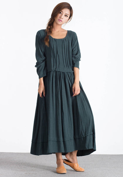 Oversize Linen Cotton Caftan Long maxi Custom made dress A11