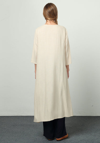 Linen Cotton Plus size Custom made dress B56