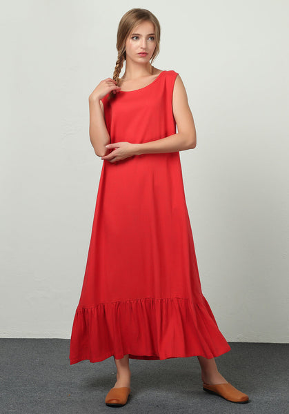 Oversize Linen Cotton Sleeveless custom dress B30