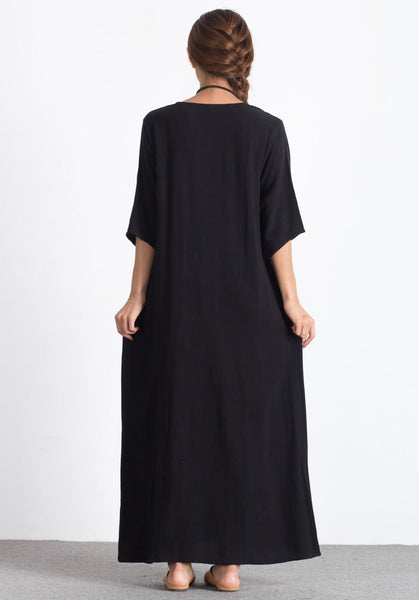 Oversize Linen Cotton Loose maxi skirt custom made dress A78