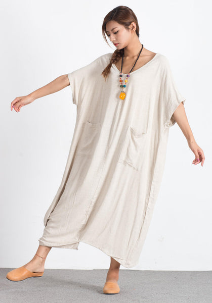 Oversize Linen Cotton maxi plus size Custom-made clothing A83